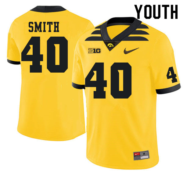 Youth #40 Josef Smith Iowa Hawkeyes College Football Jerseys Sale-Gold